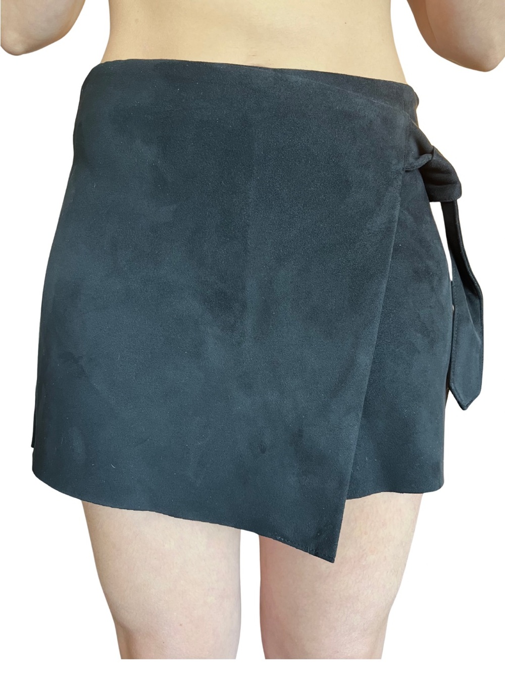 Zara Black Suede Mini Wrap Skirt/ skort